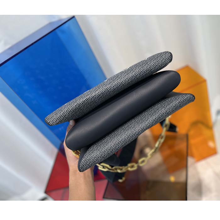 Louis Vuitton LV Women Coussin PM Handbag Blue Lambskin Cowhide Leather Zip Closure