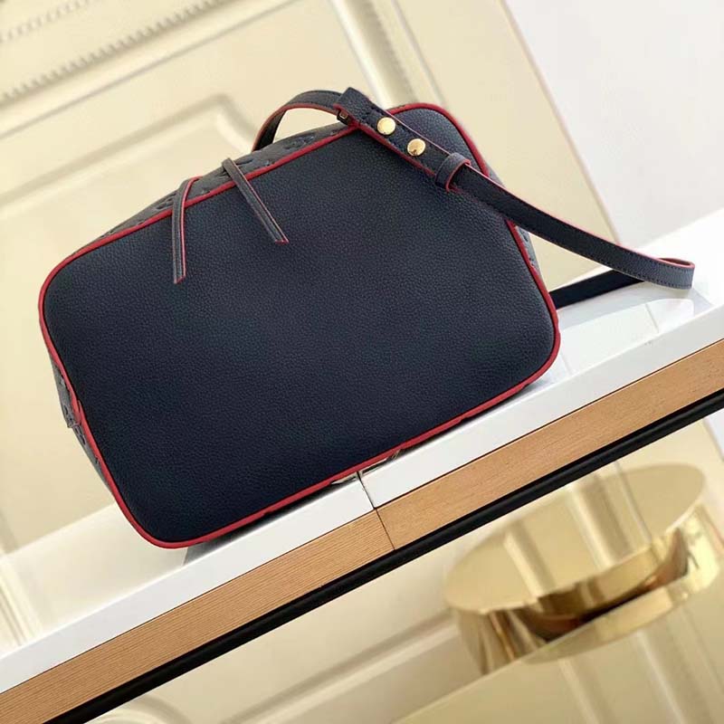 Louis Vuitton LV Women NéoNoé MM Bucket Navy Embossed Monogram Empreinte Grained Cowhide