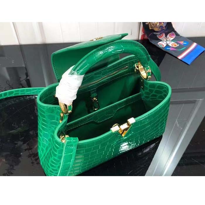 Louis Vuitton LV Women Capucines BB Handbag Green Crocodilien Brillant Savoir Faire