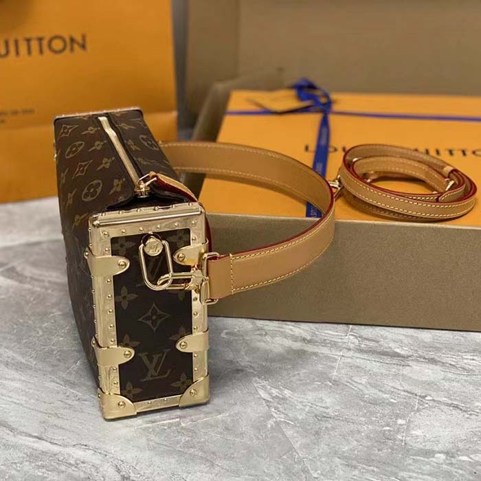 Louis Vuitton LV Women Side Trunk Monogram Coated Canvas Cowhide Leather