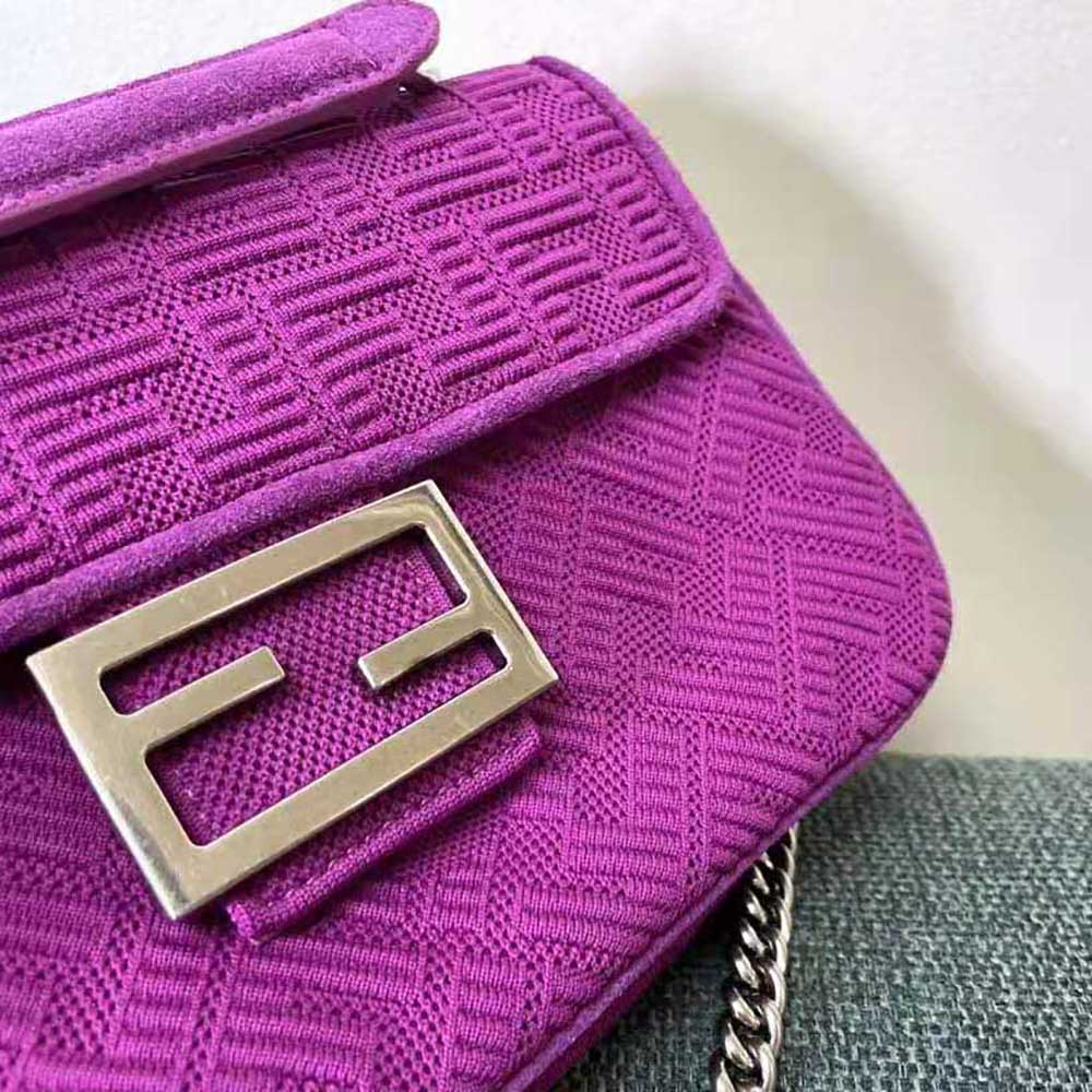 Fendi Women Midi Baguette Chain FF Fabric Bag-Purple