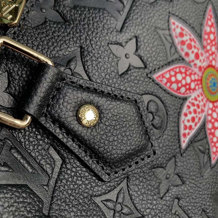 Louis Vuitton Women LVxYK Speedy Bandoulière 25 Black Embossed Grained Monogram Cowhide Leather