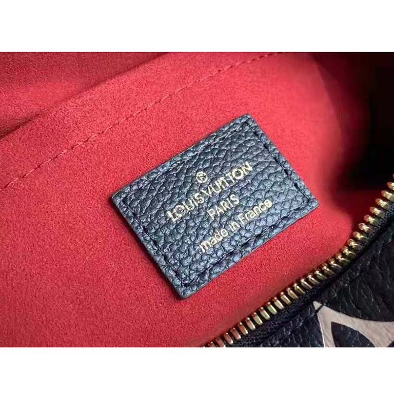 Louis Vuitton Women Speedy Bandoulière 25 Handbag Black Beige Embossed Grained Cowhide Leather