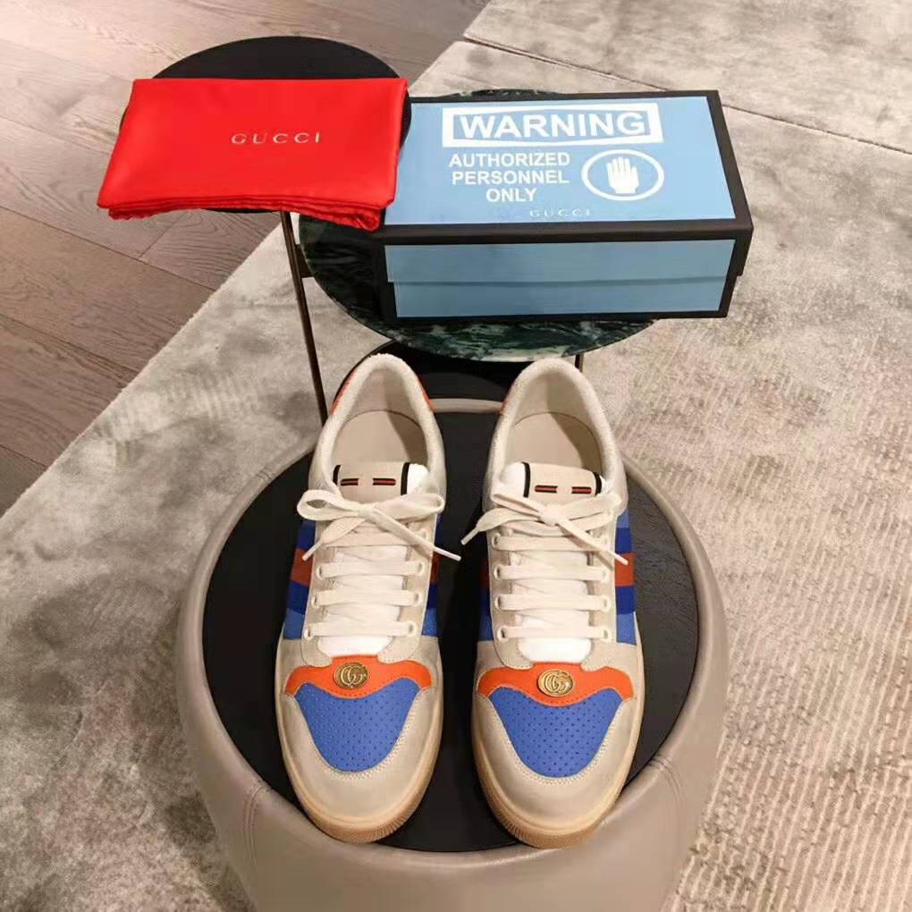 Gucci Men Screener Leather Sneaker 3.6cm Height-Blue