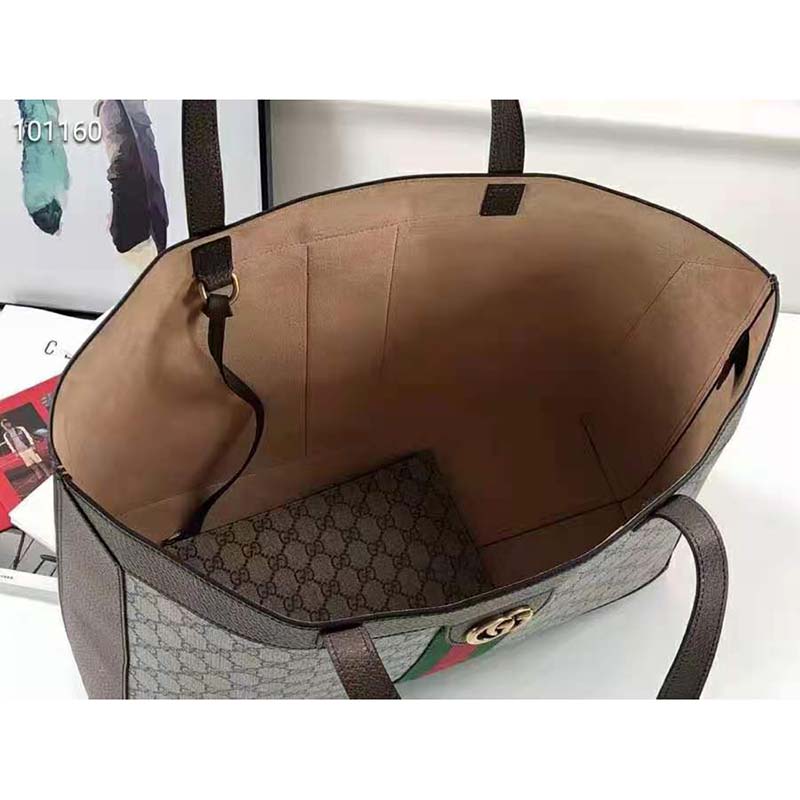 Gucci Unisex Ophidia Soft GG Supreme Medium Tote Beige/Ebony Supreme Canvas
