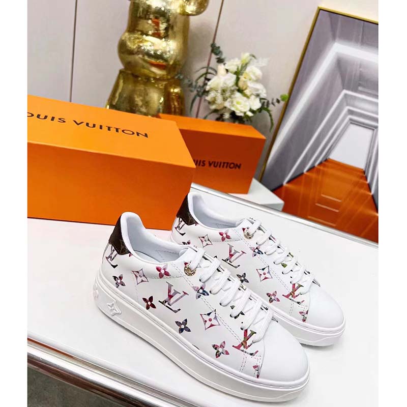 Louis Vuitton LV Unisex Time Out Sneaker White Monogram Embossed Lambskin