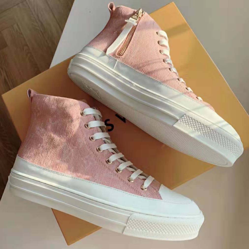 Louis Vuitton LV Women Stellar Sneaker Boot in Pink Monogram Denim