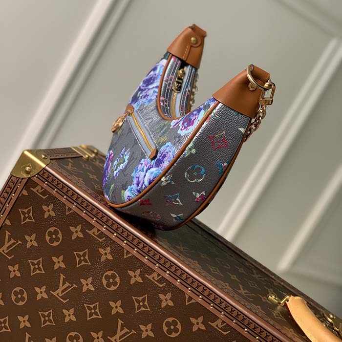 Louis Vuitton LV Women Loop Baguette Handbag Blue Coated Canvas