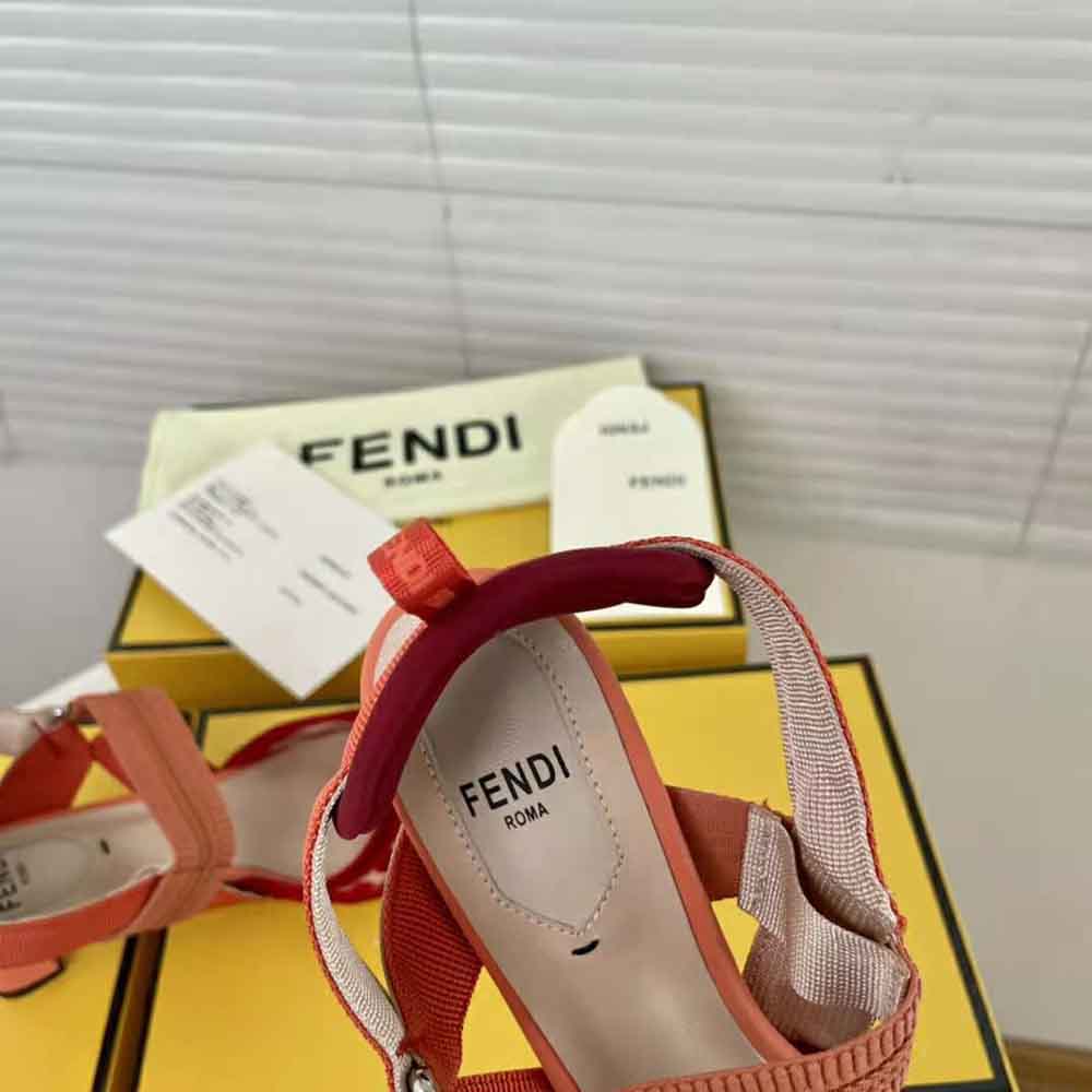 Fendi Women Colibri Red Micromesh Slingbacks with a Medium Heel