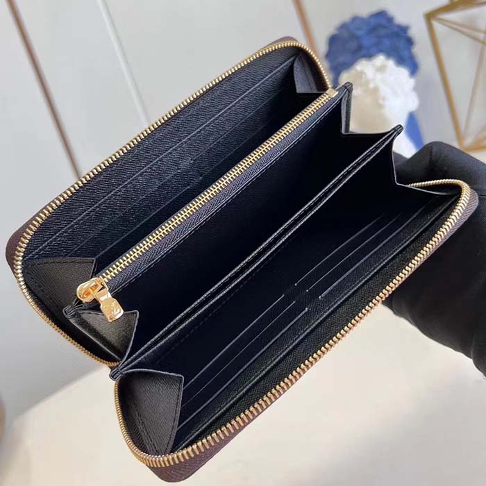 Louis Vuitton LV Unisex Zippy Wallet Monogram Reverse Coated Canvas Cowhide Leather