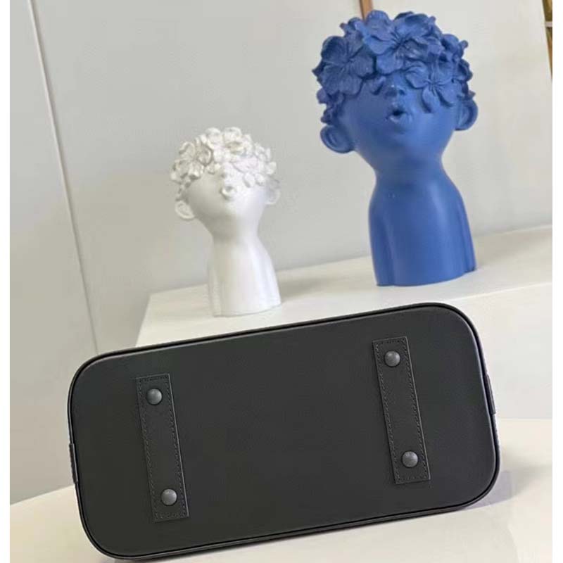 Louis Vuitton LV Women Alma PM Handbag Black Patent Calfskin Cowhide Leather