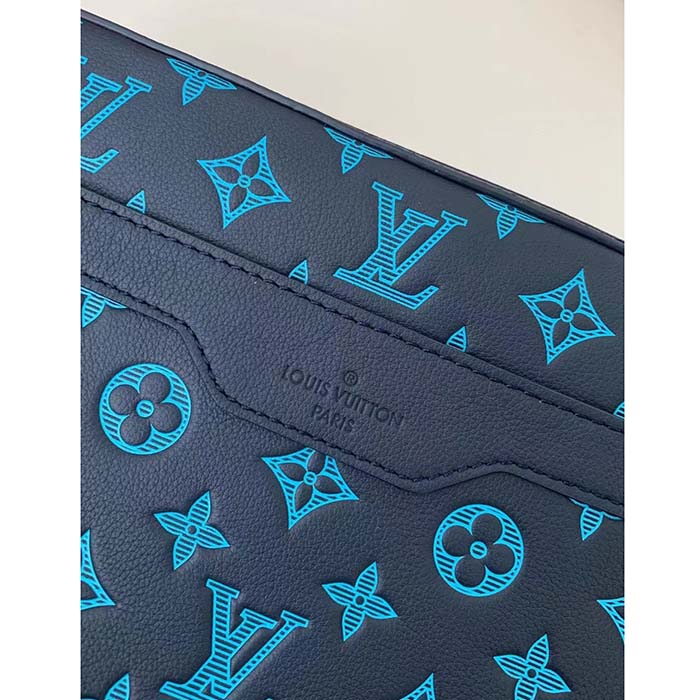 Louis Vuitton LV Unisex Trio Messenger Navy River Blue Calf Leather Textile Lining