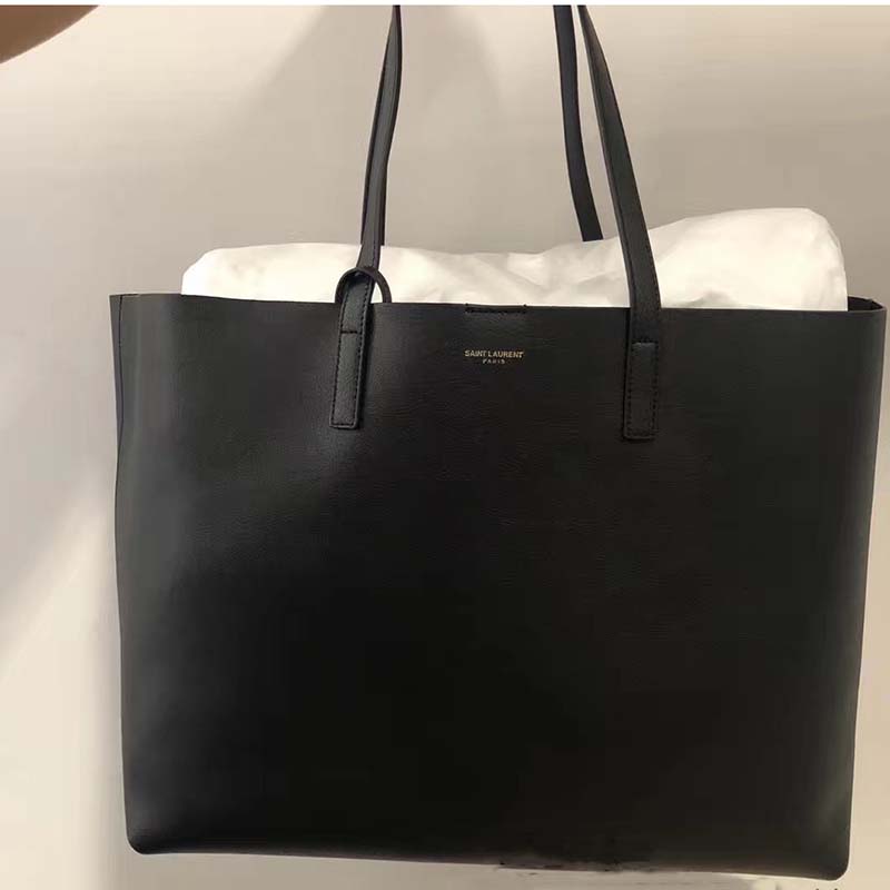 Saint Laurent YSL Women Shopping Saint Laurent Tote Black Leather