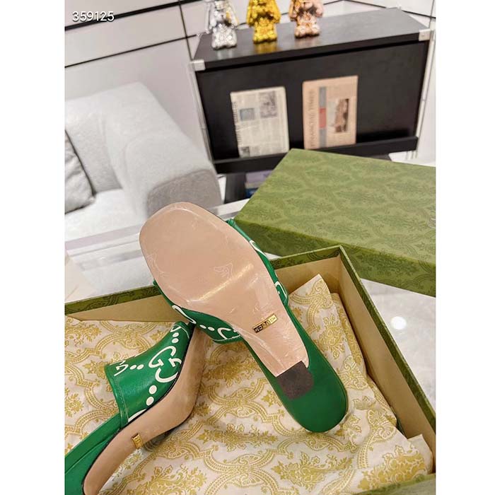 Gucci Women Adidas x Gucci Slide Sandal GG Trefoil Suede Green Leather