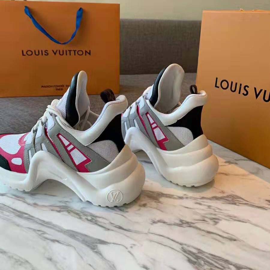 Louis Vuitton LV Unisex LV Archlight Sneaker in Technical Fabric and Monogram Canvas-Pink