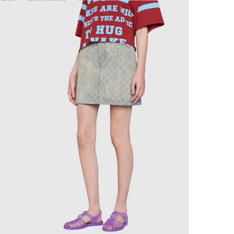 Gucci Unisex GG Sandal Double G Light Purple Rubber Sole Ankle Buckle Flat