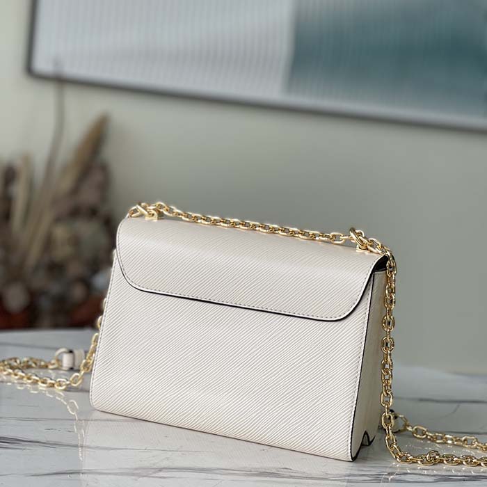 Louis Vuitton LV Women Twist MM Chain Bag White Epi Grained Cowhide Leather