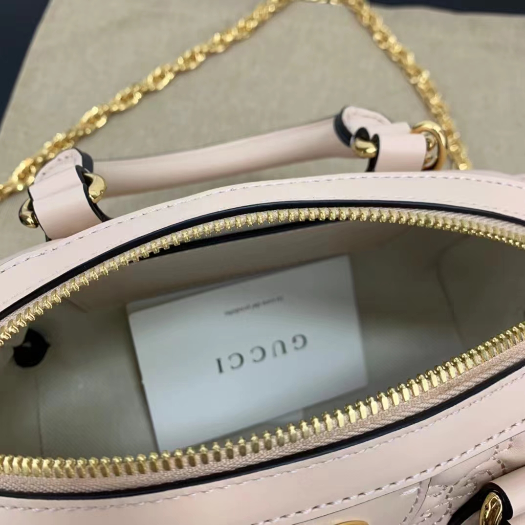 Gucci Women Matelassé Leather Top Handle Bag Beige GG Matelassé Leather Double G