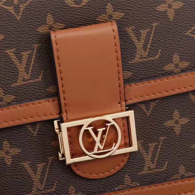 Louis Vuitton LV Women Dauphine MM Handbag in Monogram Canvas-Brown