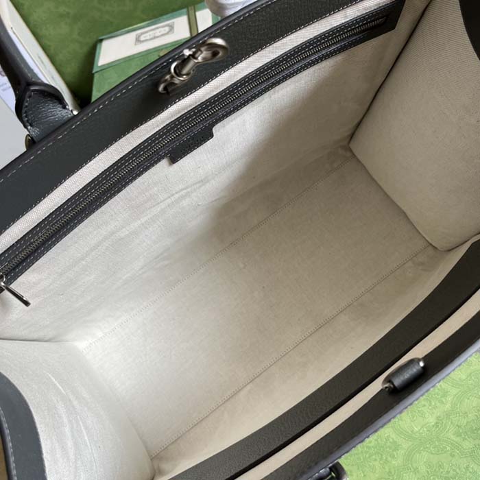 Gucci Unisex GG Ophidia Large Tote Bag Grey Black GG Supreme Canvas