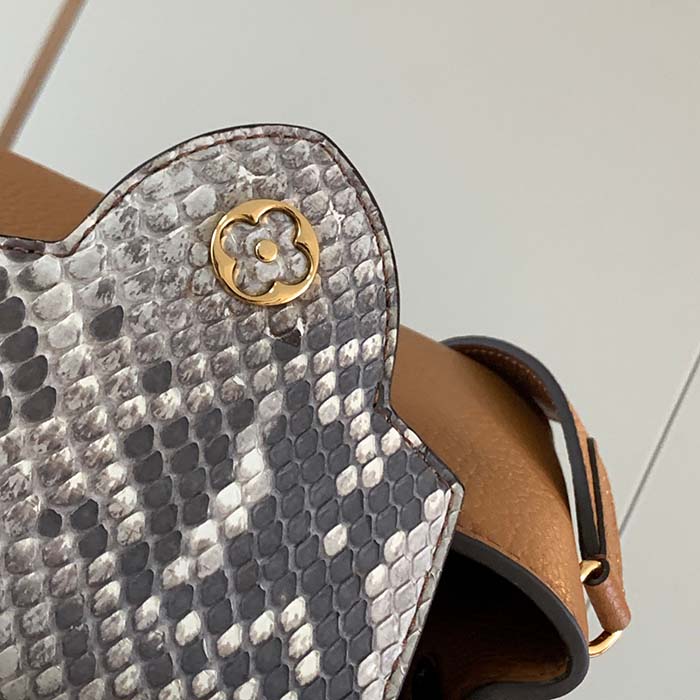 Louis Vuitton LV Women Capucines Mini Handbag Golden Yellow Taurillon Leather Python Skin