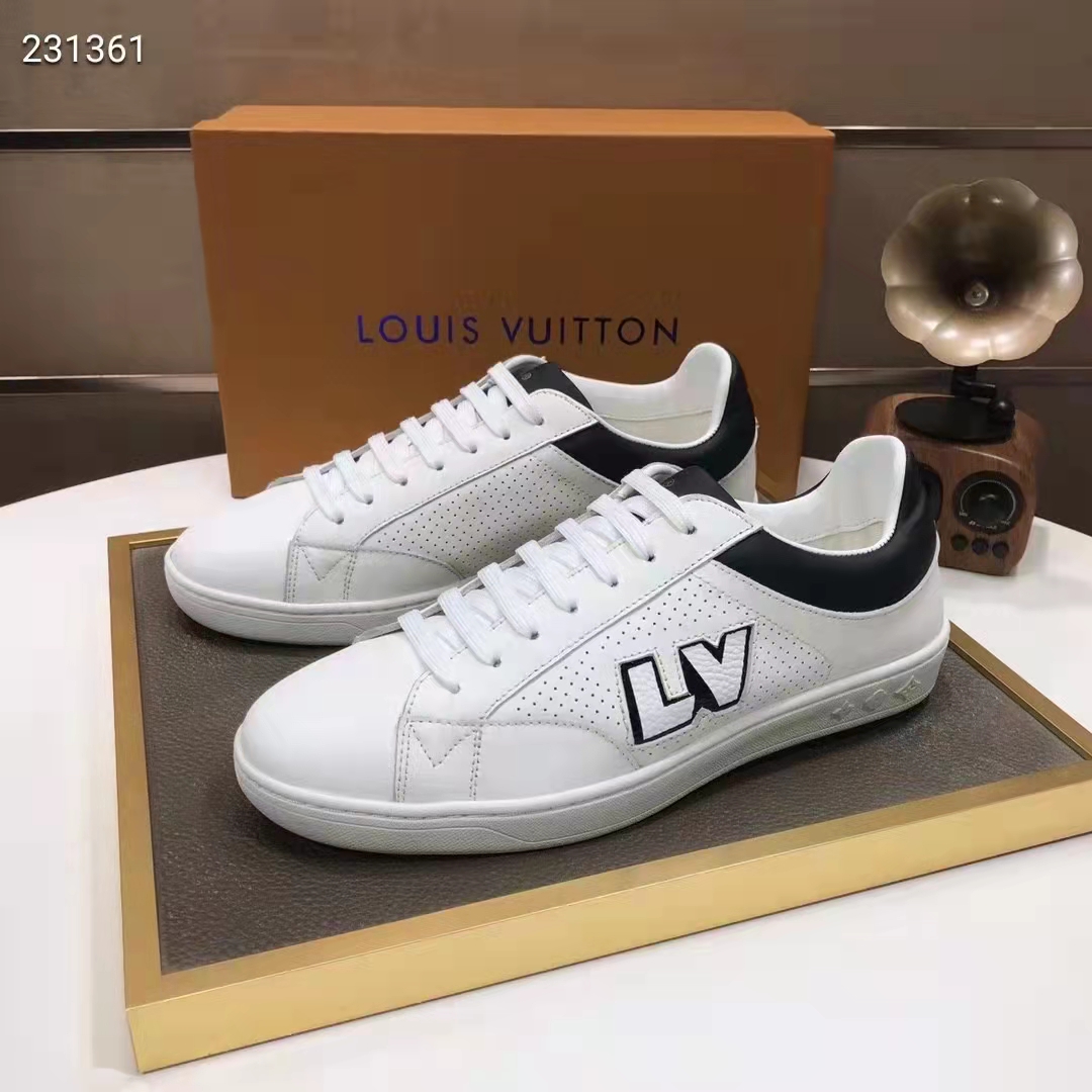 Louis Vuitton LV Unisex Luxembourg Sneaker Black White Perforated Calf Leather