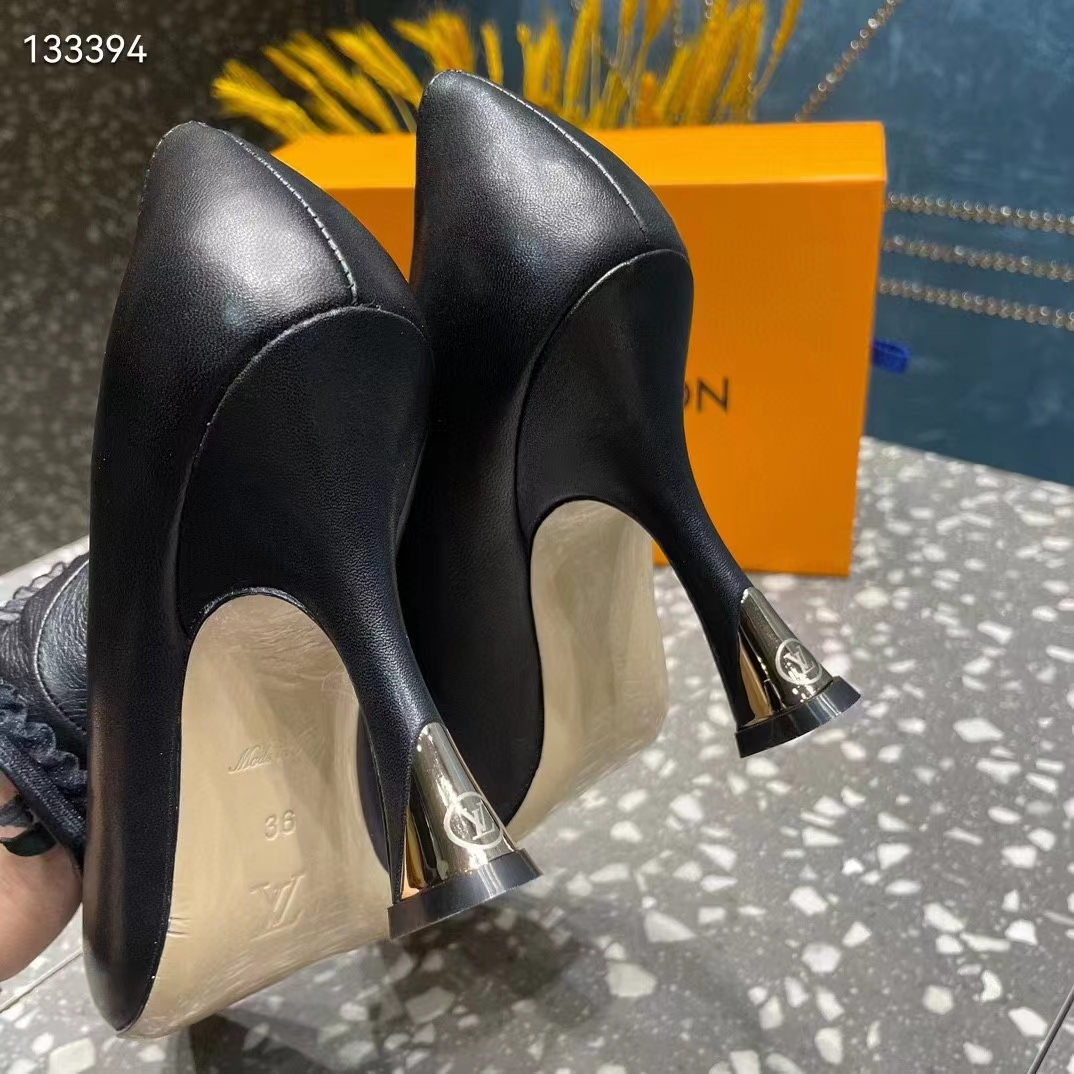 Louis Vuitton LV Women Sparkle Pump Black Lamb Leather Outsole 9.5 Cm Heel