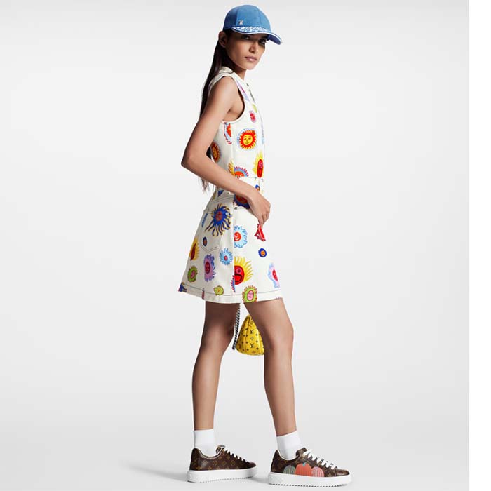 Louis Vuitton Women LV Time Out Sneaker Brown Printed Patent Monogram Canvas Flowers