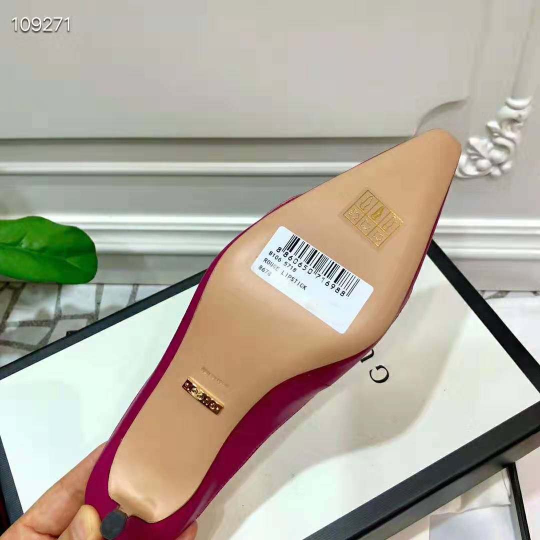 Gucci Women Zumi Leather Slide 4.6 cm Height-Maroon