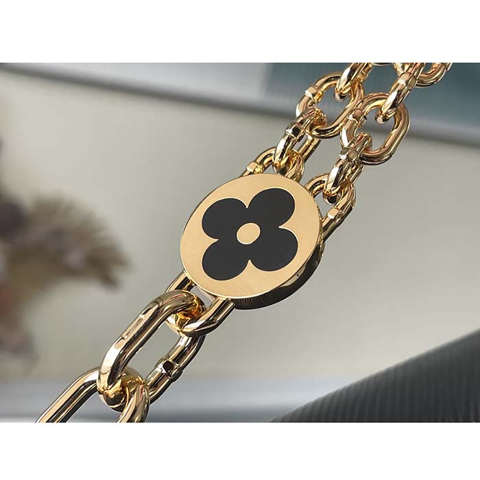 Louis Vuitton LV Women Twist MM Handbag Black Epi Grained Leather Monogram Flower