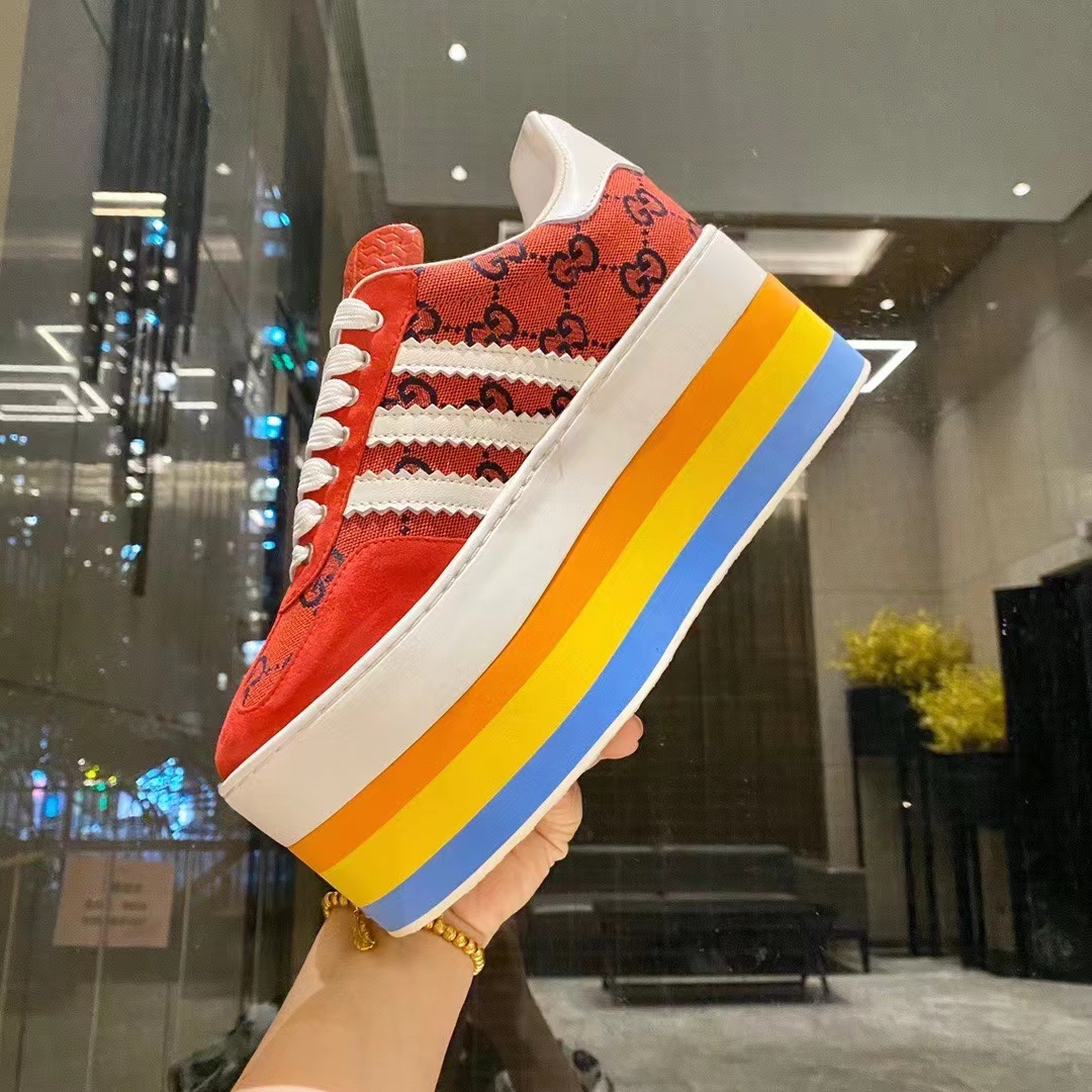 Gucci Women Adidas x Gucci GG Gazelle Sneaker Red Velvet Details Demetra