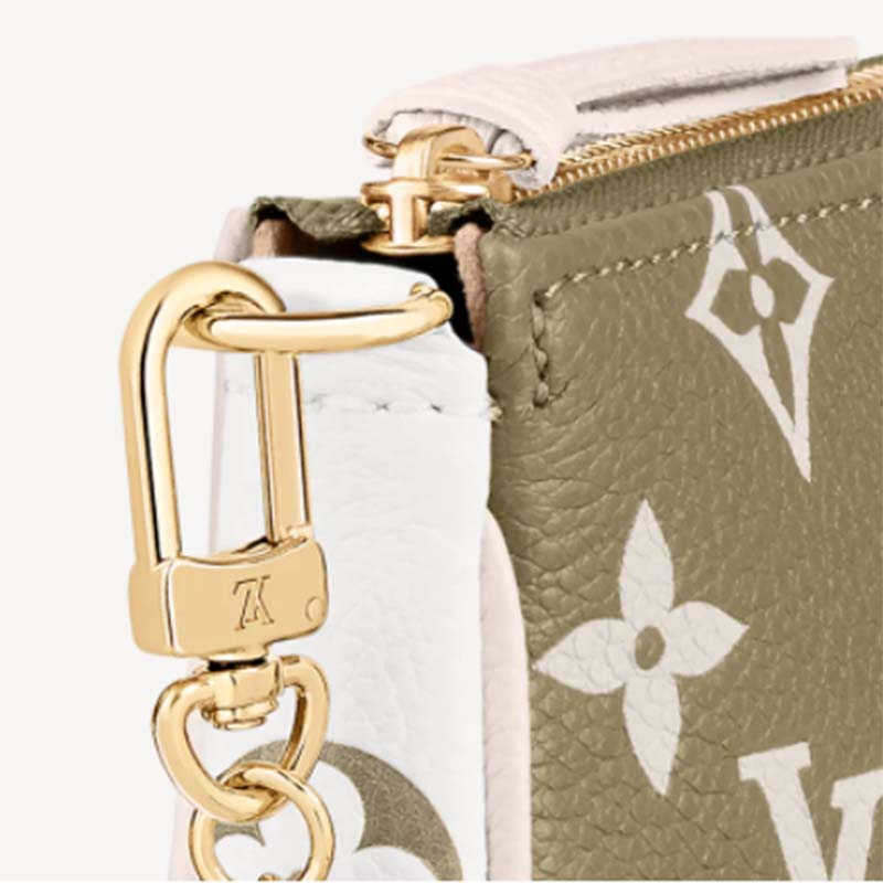 Louis Vuitton LV Women Mini Pochette Accessoires Green Monogram Empreinte Embossed Supple Grained Cowhide