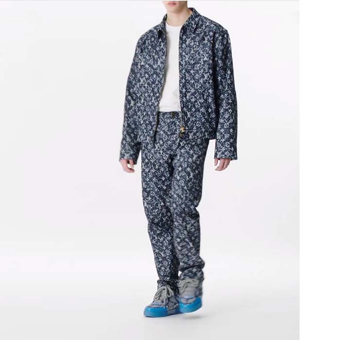 Louis Vuitton Unisex LV Skate Sneaker Blue Swarovski Crystals Monogram Denim Double Laces Rubber