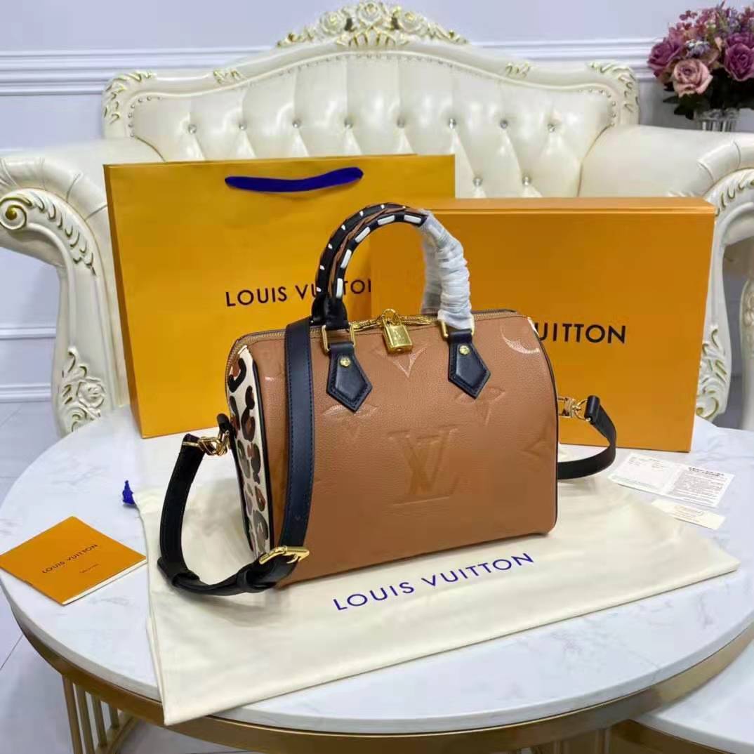 Louis Vuitton LV Women Speedy Bandoulière 25 Handbag Caramel Embossed Supple Grained Cowhide