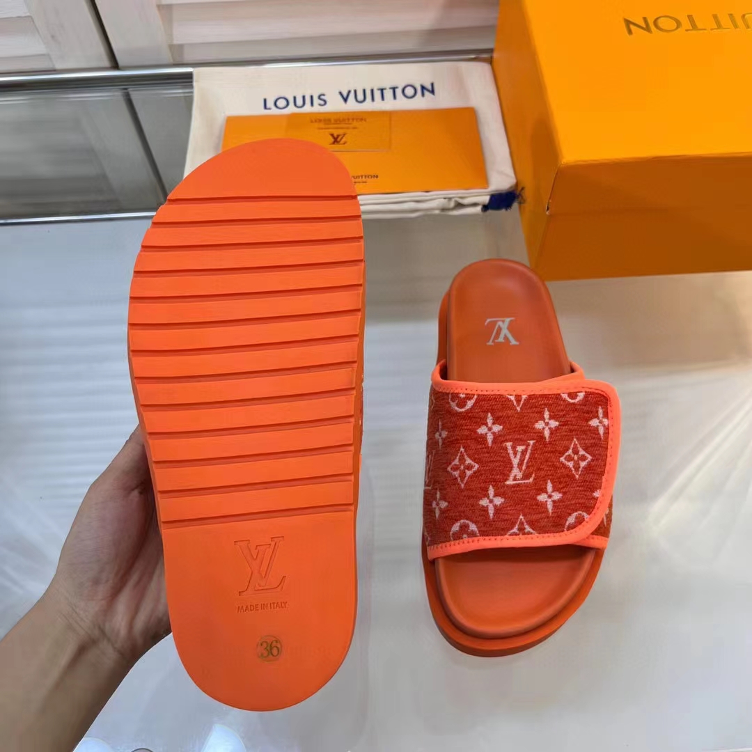 Louis Vuitton LV Unisex Miami Mule Orange Mini Monogram Textile Anatomic Insole