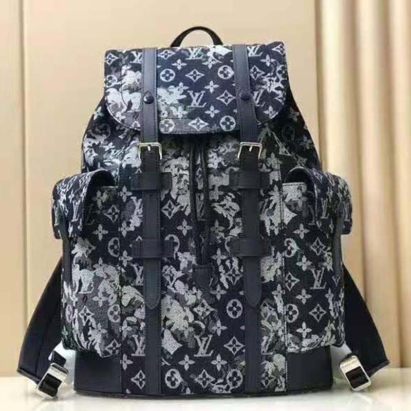 Louis Vuitton LV Unisex Christopher Backpack Monogram Tapestry Coated Canvas-Navy