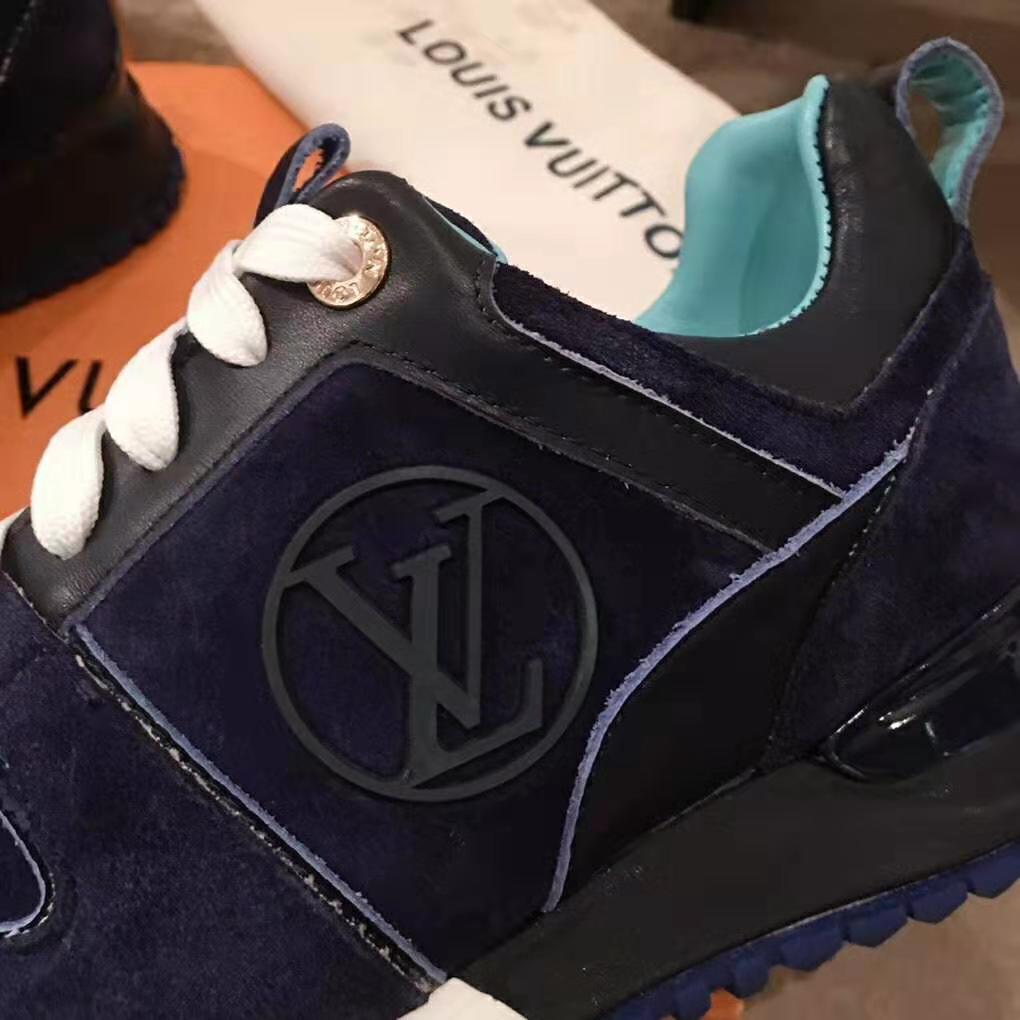 Louis Vuitton LV Women Run Away Sneaker in Suede Calf Leather-Navy
