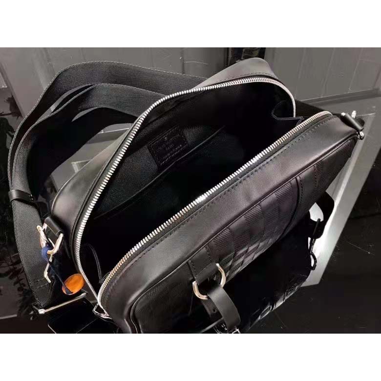 Louis Vuitton LV Unisex Sirius Messenger Bag Damier Infini Onyx Cowhide Leather