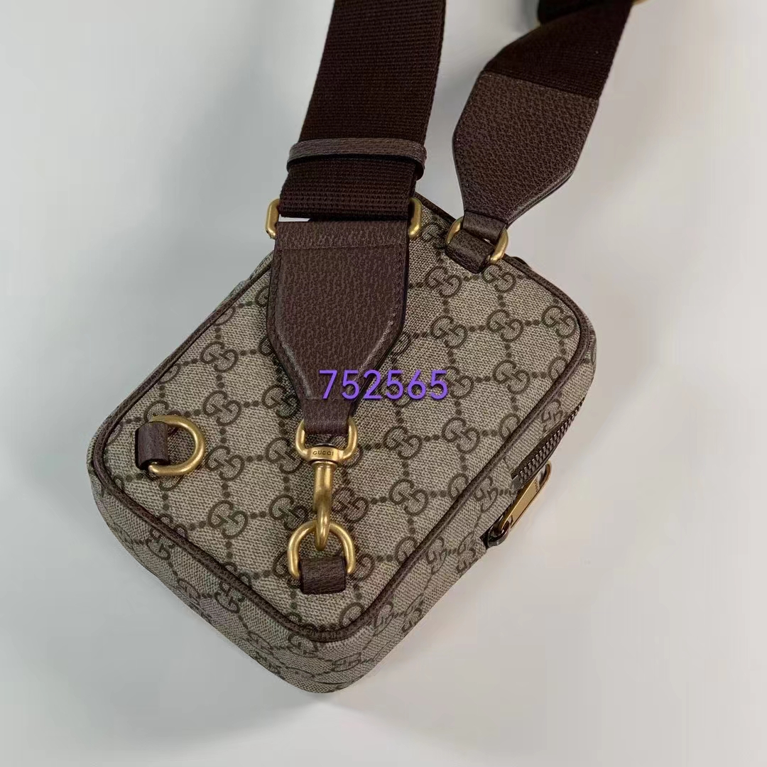 Gucci Unisex Ophidia GG Mini Bag Beige Ebony GG Supreme Canvas Double G