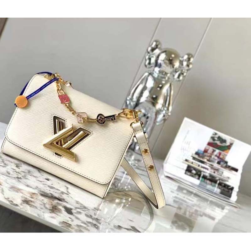 Louis Vuitton LV Women Twist PM Handbag Quartz White Epi Grained Leather
