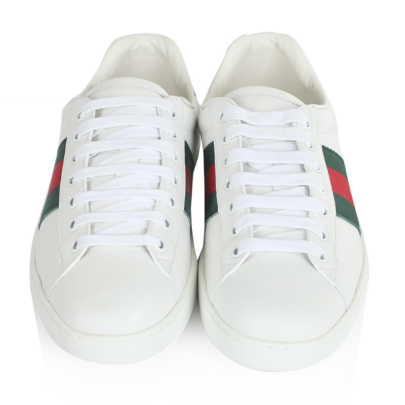 Gucci Men Ace Low-top Sneaker Shoes in Leather with Web-Green