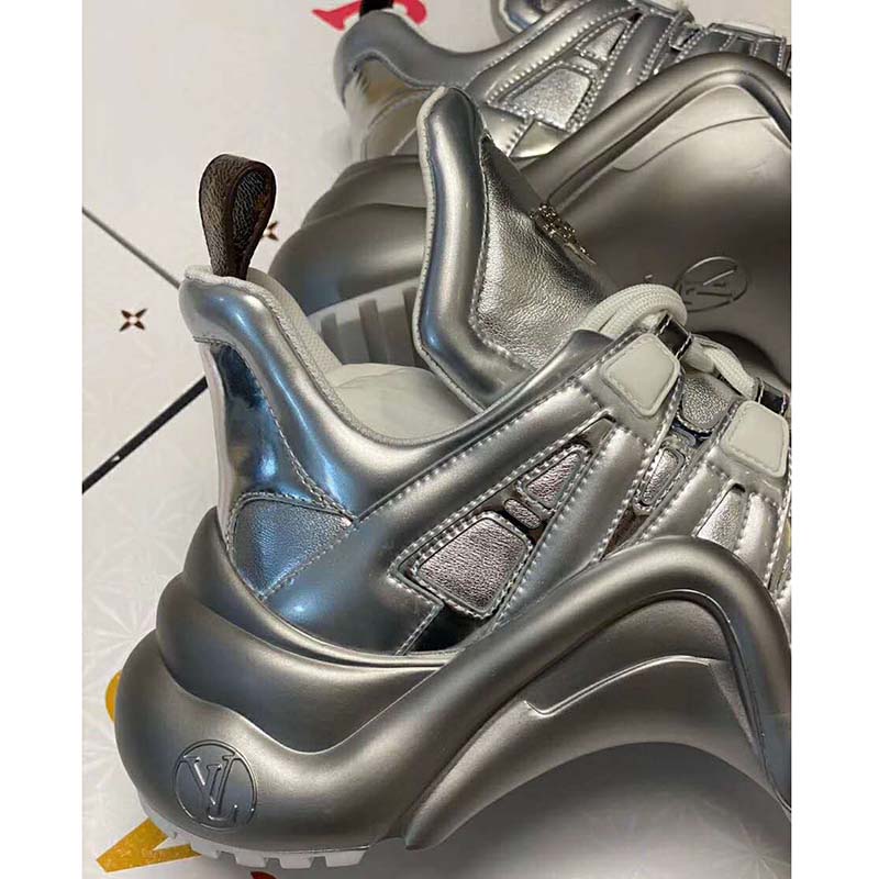 Louis Vuitton LV Women LV Archlight Sneaker in Leather and Technical Fabrics-Silver