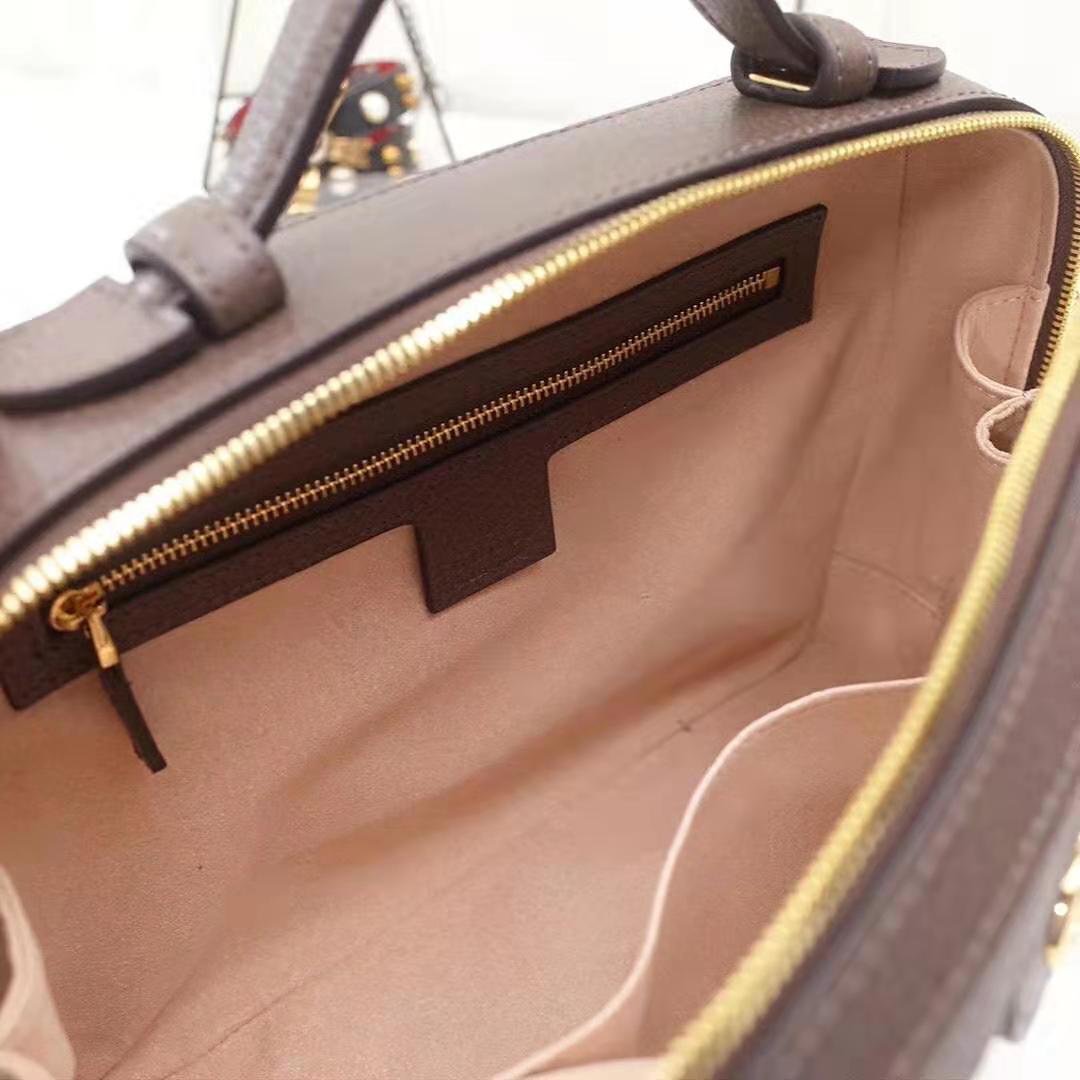 Gucci GG Women Ophidia Small GG Shoulder Bag in Beige/Ebony GG Supreme Canvas