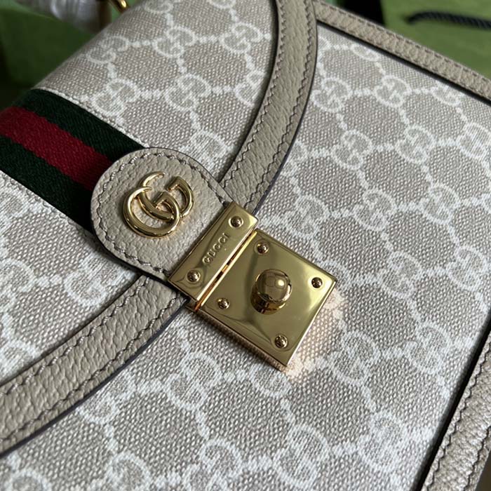 Gucci Women Ophidia GG Small Top Handle Bag Beige White Supreme Canvas