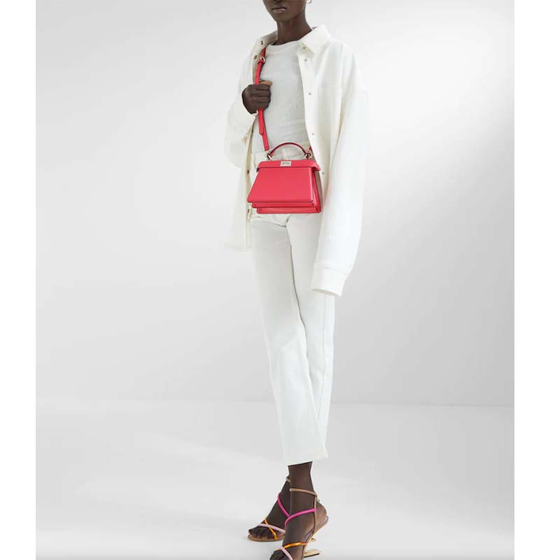 Fendi Women FF First Pink Nappa Leather High-Heeled Sandals 9.5 cm Heel