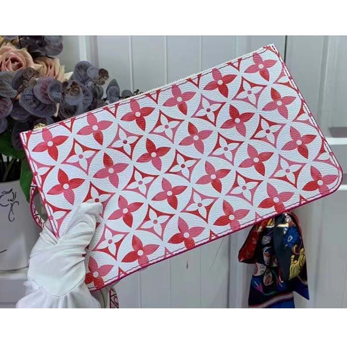 Louis Vuitton LV Unisex Neverfull MM Pink Monogram Coated Canvas Textile Lining