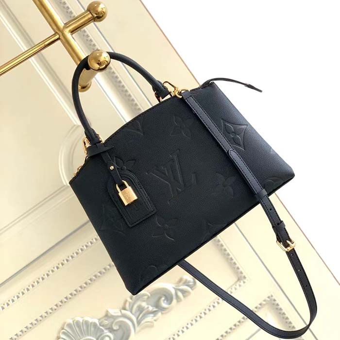 Louis Vuitton LV Women Petit Palais Handbag Noir Embossed Grained Cowhide Leather