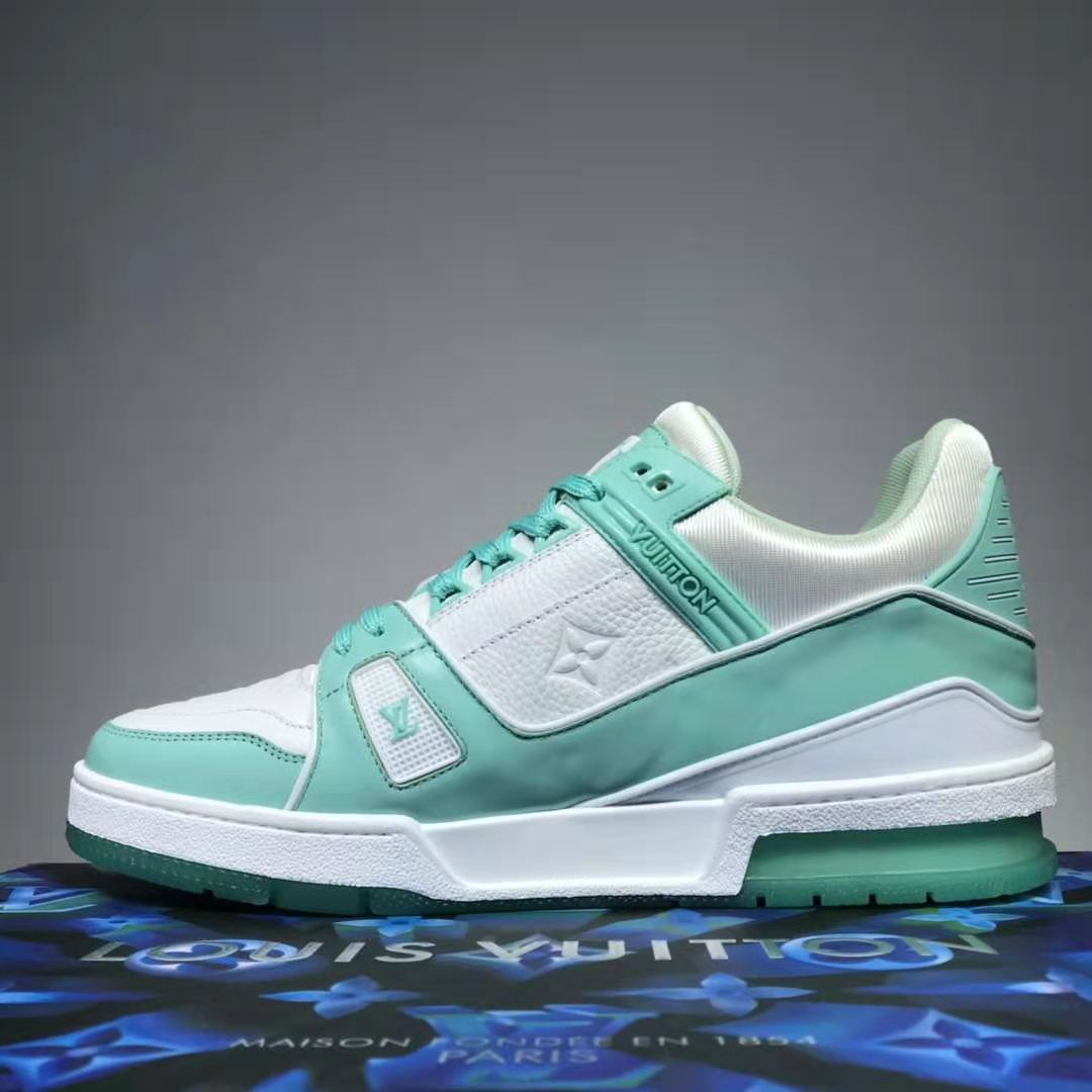 Louis Vuitton LV Men LV Trainer Sneaker Monogram-Embossed Calf Leather-Green