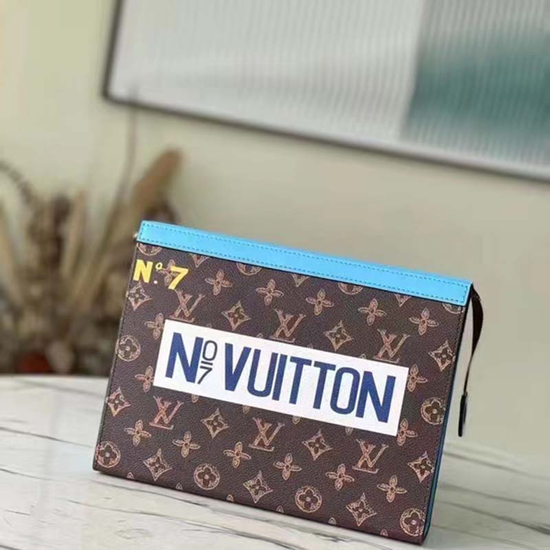 Louis Vuitton LV Unisex Pochette Voyage Monogram Coated Canvas Cowhide Leather