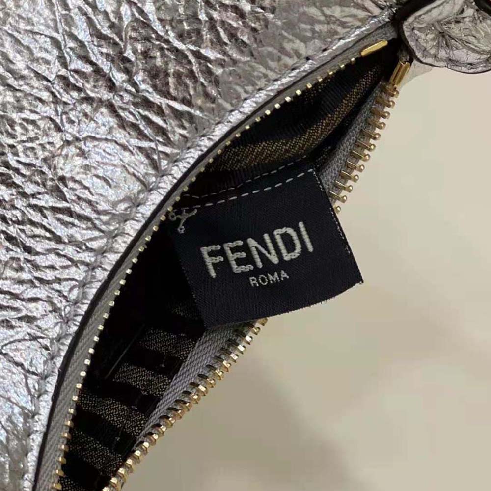 Fendi Women Nano Fendigraphy Silver Leather Charm